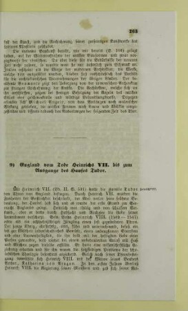9) England vom Tode Heinrichs VII. bis zum Ausgange des Hauses Tudor