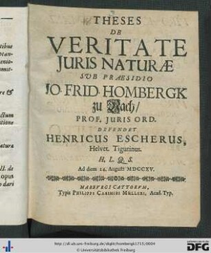 Theses De Veritate Juris Naturae