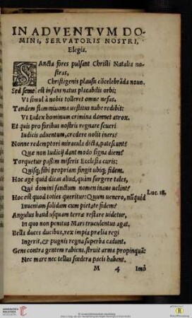 In adventvm Domini, servatoris nostri, Elegia