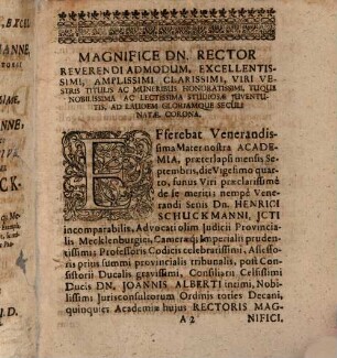 Panegyricus sempiternae memoriae et immortali ... Henrici Schuckmanni ... dicatus