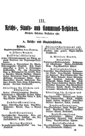 III. Reichs-, Staats- und Kommunal-Behörden