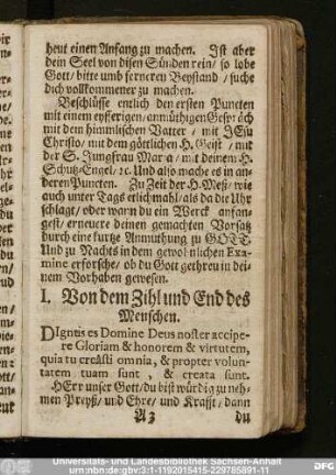 I. Von dem Zihl und End des Menschen.