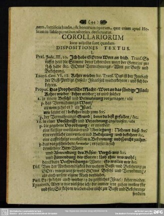 Corollariorum loco adiectae sunt quaedam Dispositiones Textus