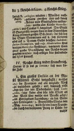 IV. Reichs-Krieg wider Franckreich. - [IX. Afaires und Strittigkeit mit dem Papst.]