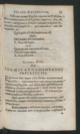 Caput XIII. De Formis Argumentandi Imperfectis.