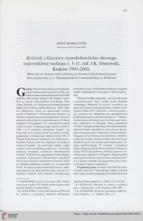 66: [Rezension von: J.K. Ostrowski, Kościoły i klasztory rzymskokatolickie dawnego województwa ruskiego]