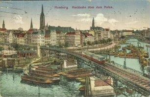 Hamburg. Hochbahn über dem Hafen.