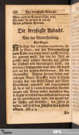 Die dreyßigste Andacht. Von der Verurtheilung.