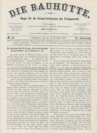 No. 45. Frankfurt a. M., den 9. November 1907. 50. Jahrgang.