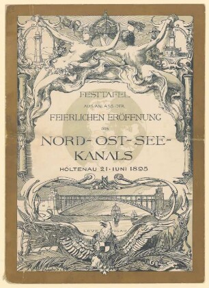 Menükarte : Festtafel aus Anlass der feierlichen Eröffnung des Nord-Ost-See-Kanals