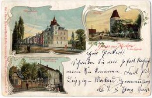 Gruß aus Mockau bei Leipzig : Villenviertel ; Kirche ; Concert- und Ball-Etablissement Stadt Leipzig