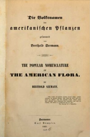 Die Volksnamen der amerikanischen Pflanzen