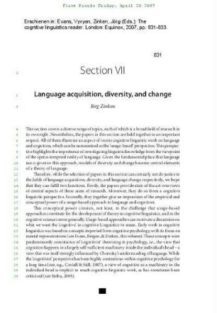 Language acquisition, diversity and change: introduction