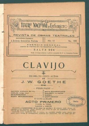 1921016600: Clavijo : drama en cinco actos