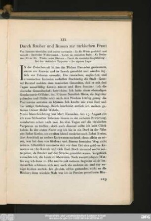 XIX Durch Räuber und Russen zur türkischen Front