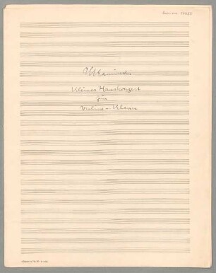 Hauskonzert, vl, pf - BSB Mus.ms. 17050 : Kleines Hauskonzert für Violine u[nd] Klavier