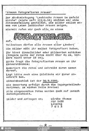 "Frauen fotografieren Frauen" : Fottowettbewerb
