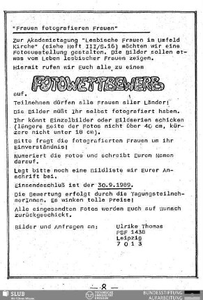 "Frauen fotografieren Frauen" : Fottowettbewerb