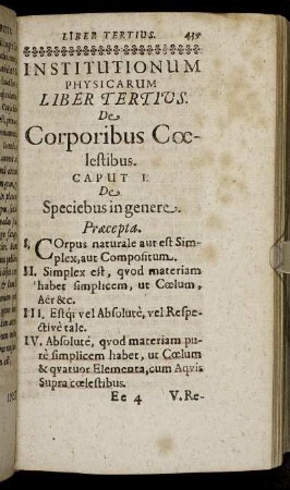 Caput I. De Speciebus in genere.