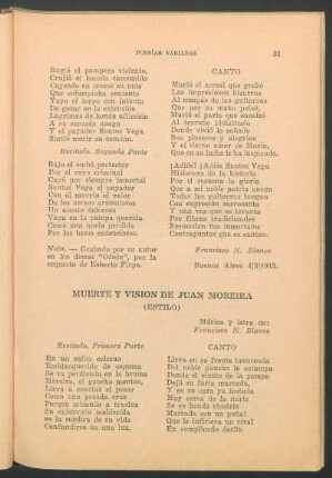 Muerte y visión de Juan Moreira : (Estilo)