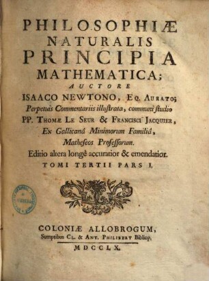 Philosophiae Naturalis Principia Mathematica. 3