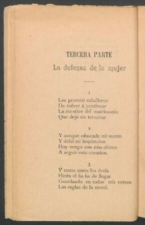 Tercera parte : La defensa de la mujer