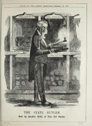 The state butler gets up Another Bottle of Fine Old Smoke