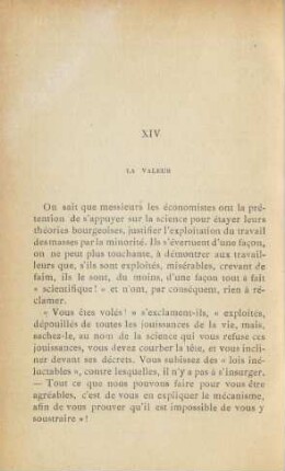 XIV. La valeur