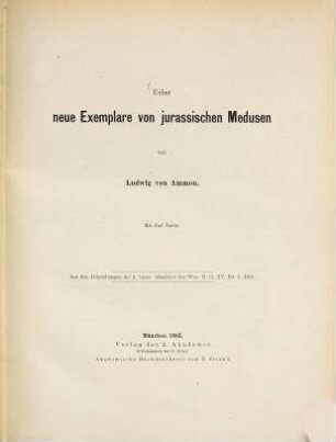 Über neue Exemplare von jurassischen Medusen