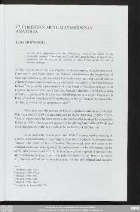 17. Christian-Muslim Symbiosis In Anatolia Keith Hopwood