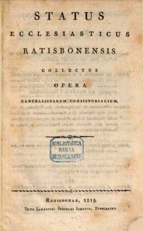 Status ecclesiasticus Ratisbonensis. 1819