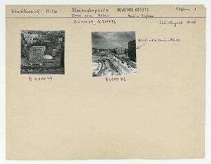 Blick vom Hotel. Berlin, Mitte, Alexanderplatz/Alexanderstraße/Grunerstraße/Karl-Marx-Allee, Hans-Beimler-Straße (ab 1995 Otto-Braun-Straße)