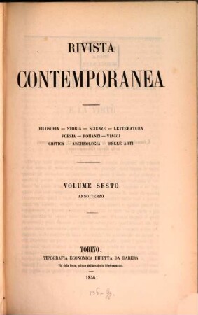 Rivista contemporanea. 6. 1856 = A. 3