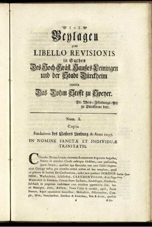 Beylagen zum Libello Revisionis in Sachen ...