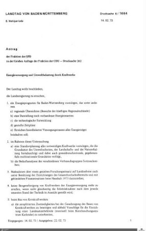 Antrag der SPD zum Anfrage der CDU zur Umweltbelastung durch Kraftwerke
