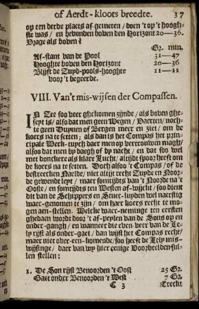 VIII. Van't mis-wijsen der Compassen