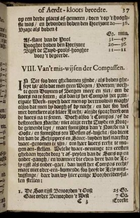 VIII. Van't mis-wijsen der Compassen