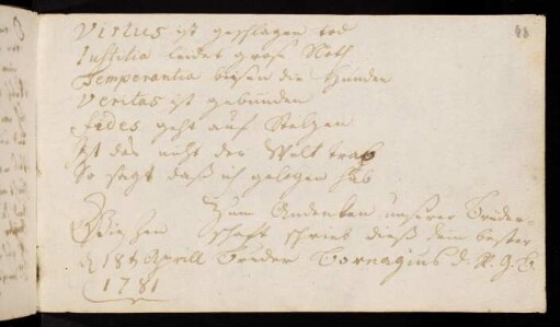 Bornagius, Ludwig [Jurastudent in Gießen, aus Buxviller]. Gießen, 18.04.1781.