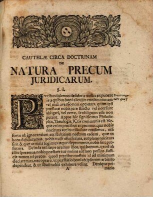 Cautelæ Circa Doctrinam De Natura Precum Juridicarum