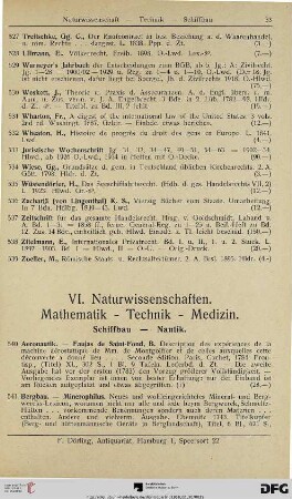 VI. Naturwissenschaften – Mathematik – Technik – Medizin (Nr. 540-669)