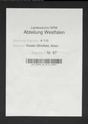 Schatzungsbeitrag des Klosters Glindfeld.