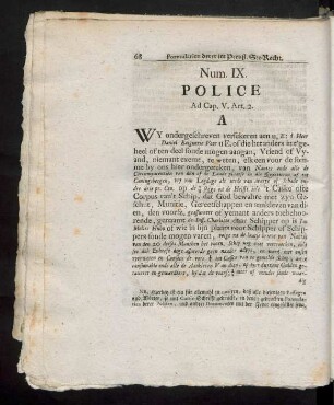 Num. IX. Police.
