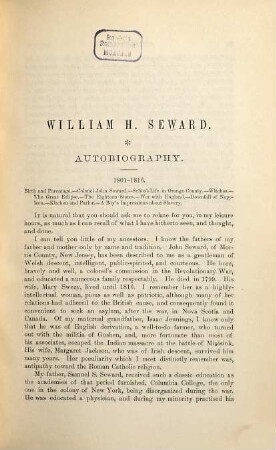 An autobiography : From 1801 - 1834. With a memoir of his life, and selections from his letters 1831 - 1846. By Frederick W. Seward, 1