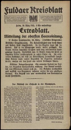 Dritte Ausgabe vom Mittwoch, den 10. März 1915.