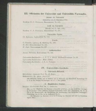 III. Officianten der Universität und Universitäts-Verwandte.