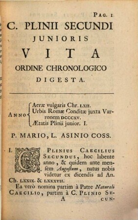 C. Plinii Secundi iunioris vita