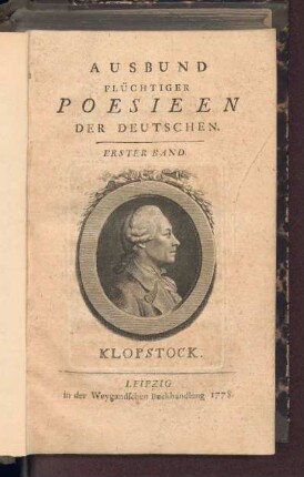 1.1778: Ausbund flüchtiger Poesien der Deutschen, 1.1778