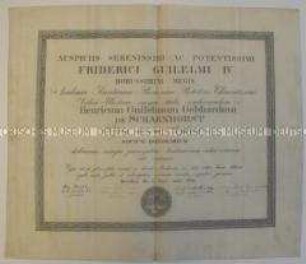 Ernennungsurkunde für Wilhelm von Scharnhorst zum Ehrenmitglied der Königlich Preußischen Akademie der Wissenschaften (in lateinischer Sprache)