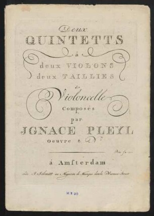 Deux quintetts a deux violons, deux taillies et violoncelle, op. 8, Nr. 1-2