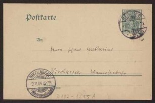 Schreiben an Hermann Muthesius (Postkarte)